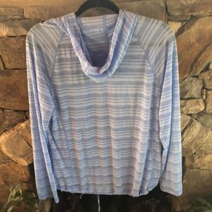 ZELOS Size Large SkyBlue Lightweight LongSleeved Hoodie; Perfect For Exercise